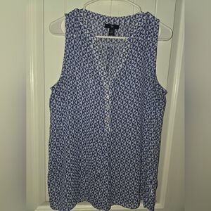 GAP Blue and White Patterned Sleeveless Blouse Medium ❤️
